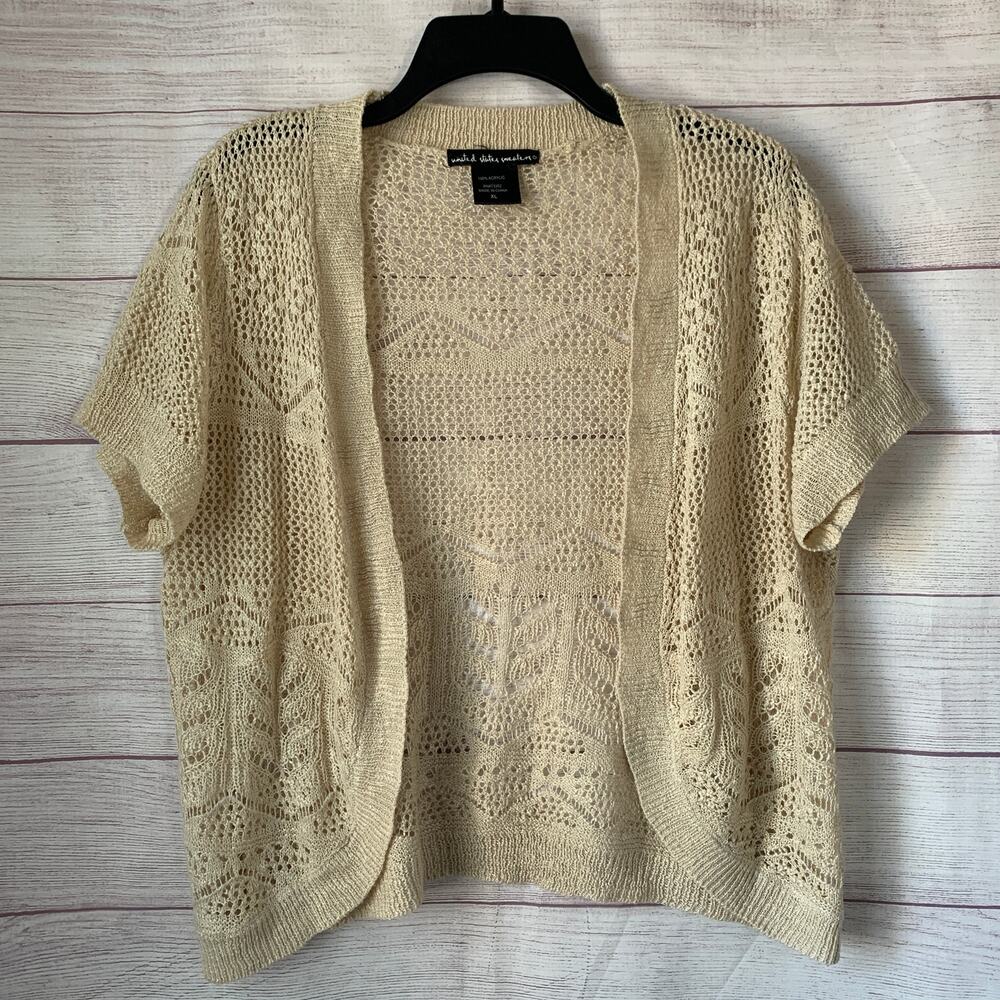 United States Sweaters Beige Boho Knit Cardigan Sweater Open Front Size XL